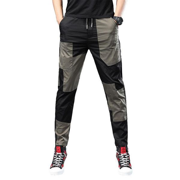 men's pants autumn japanese fashion patch overalls loose casual sports stitching small straight leggings, Black
men's pants autumn japanese fashion patch overalls loose casual sports stitching small straight leggings, Black