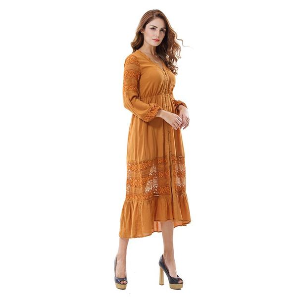 casual dresses women hollow out floral midi dress female elegant long sleeve v neck button up pleated a-line party, Black;gray
casual dresses women hollow out floral midi dress female elegant long sleeve v neck button up pleated a-line party, Black;gray