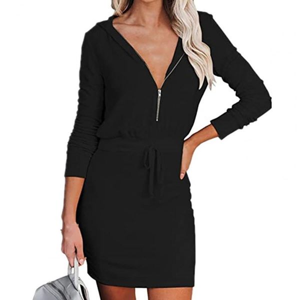 casual dresses women dress mini solid color breathable long sleeve v neck zipper with belt autumn hooded lady, Black;gray
casual dresses women dress mini solid color breathable long sleeve v neck zipper with belt autumn hooded lady, Black;gray