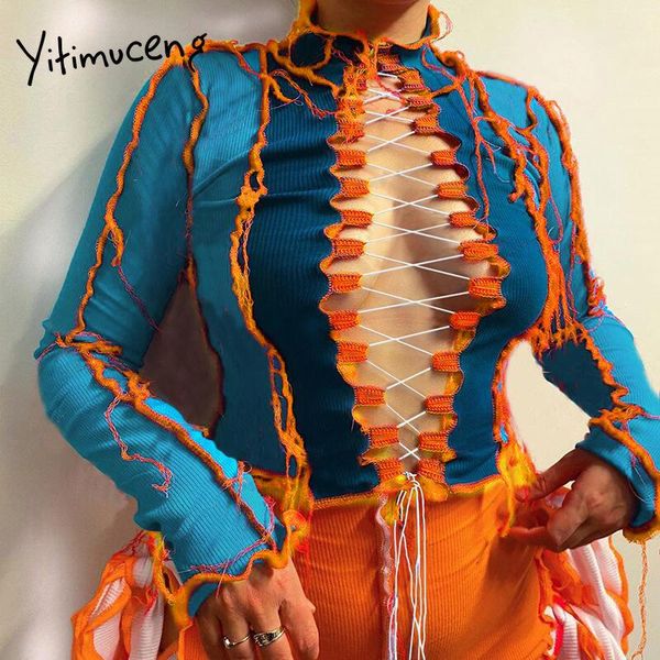 women's t-shirt yitimuceng harajuku women tshirts blue stand cut out ties crossed long sleeve clothes slim lace up tee spring 2021 rose, White
women's t-shirt yitimuceng harajuku women tshirts blue stand cut out ties crossed long sleeve clothes slim lace up tee spring 2021 rose, White