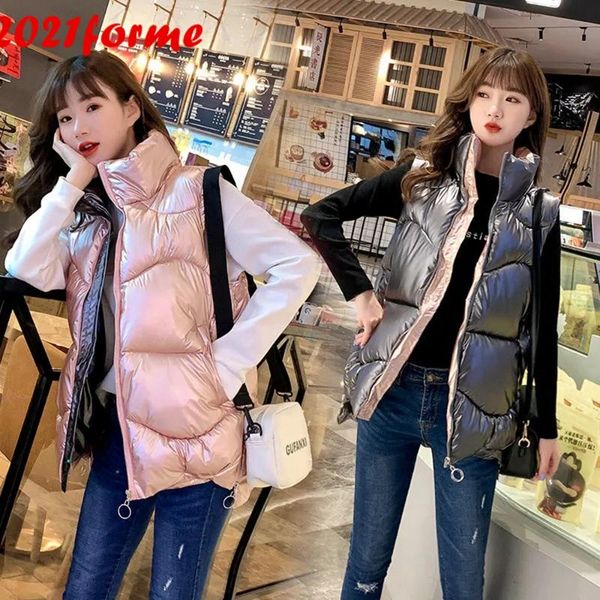 women's vests winter women down cotton vest solid short stand collar sleeveless jacket coat oversize pockets female outwear, Black;white
women's vests winter women down cotton vest solid short stand collar sleeveless jacket coat oversize pockets female outwear, Black;white