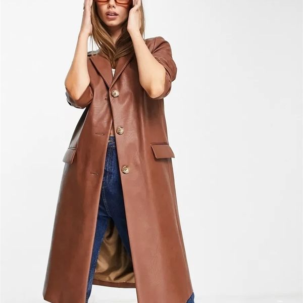 american style long sleeve pu imitation leather coat windbreaker autumn and winter new slim women's wear, Black
american style long sleeve pu imitation leather coat windbreaker autumn and winter new slim women's wear, Black