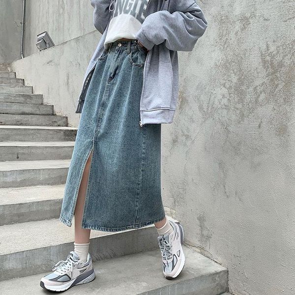 skirts fashion women long denim 2021 spring summer elegant female split casual a-line office ladies adjust waist mid skirt s115, Black
skirts fashion women long denim 2021 spring summer elegant female split casual a-line office ladies adjust waist mid skirt s115, Black