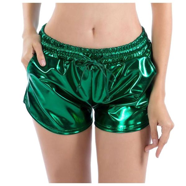 women's shorts booty fashion mid waist fitness sport pants shiny metallic clothing summer 2021, White;black
women's shorts booty fashion mid waist fitness sport pants shiny metallic clothing summer 2021, White;black