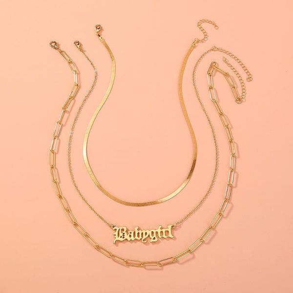 chains 5sets/lot wholesale metal gothic alphabet necklaces creative selling letter gold snake chain jewelry for women in bulk, Silver
chains 5sets/lot wholesale metal gothic alphabet necklaces creative selling letter gold snake chain jewelry for women in bulk, Silver