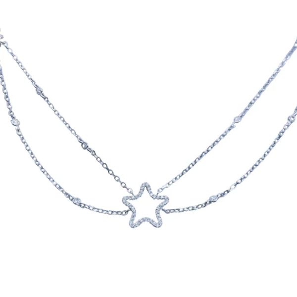 ladies sterling silver necklace pentagram shape double layer clavicle chain simple accessories
ladies sterling silver necklace pentagram shape double layer clavicle chain simple accessories