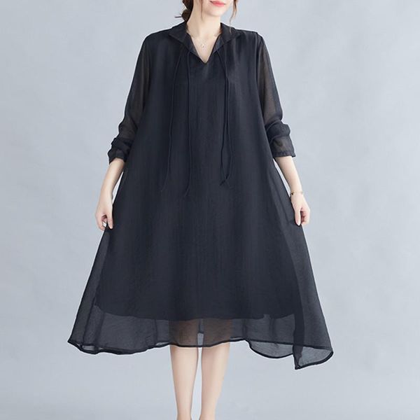casual dresses 2021 arrival thin soft chiffon fashion blouse dress black white office lady ol work loose women spring, Black;gray
casual dresses 2021 arrival thin soft chiffon fashion blouse dress black white office lady ol work loose women spring, Black;gray