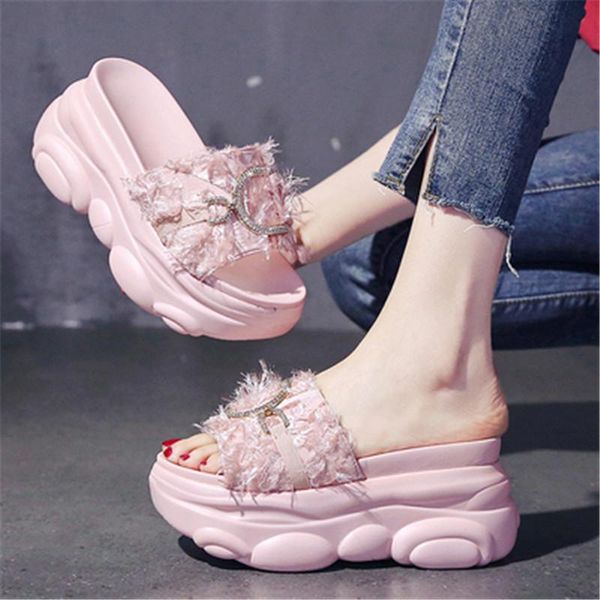slippers fashion crystal buckle women's 2021 summer soft comfortable beach casual sandals 9cm high heels female chunky slides, Black
slippers fashion crystal buckle women's 2021 summer soft comfortable beach casual sandals 9cm high heels female chunky slides, Black