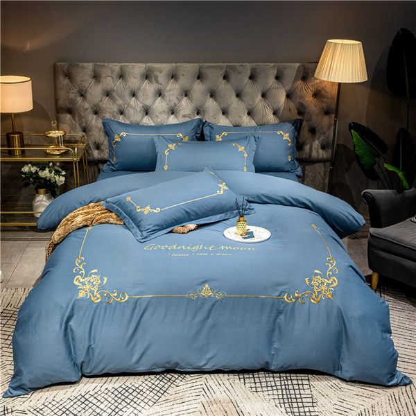60s color simple bedding pure cotton embroidery four piece set