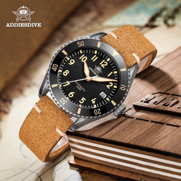 wristwatches addies dive men's diver watch ceramic bezel retro brown leather band luminous sapphire nh35 automatic mechanical, Slivery;brown
wristwatches addies dive men's diver watch ceramic bezel retro brown leather band luminous sapphire nh35 automatic mechanical, Slivery;brown