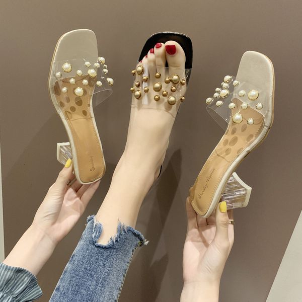 cool women wear summer 2021 fashion pearl line high-heeled slippers thick heel net red transparent women's sho, Black
cool women wear summer 2021 fashion pearl line high-heeled slippers thick heel net red transparent women's sho, Black