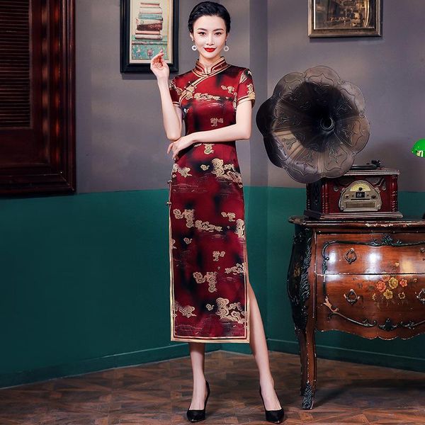 burgundy wedding banquet silk cheongsam print floral hight split straight dresses chinese year clothes lady qipao skirt ethnic clothing, Red
burgundy wedding banquet silk cheongsam print floral hight split straight dresses chinese year clothes lady qipao skirt ethnic clothing, Red