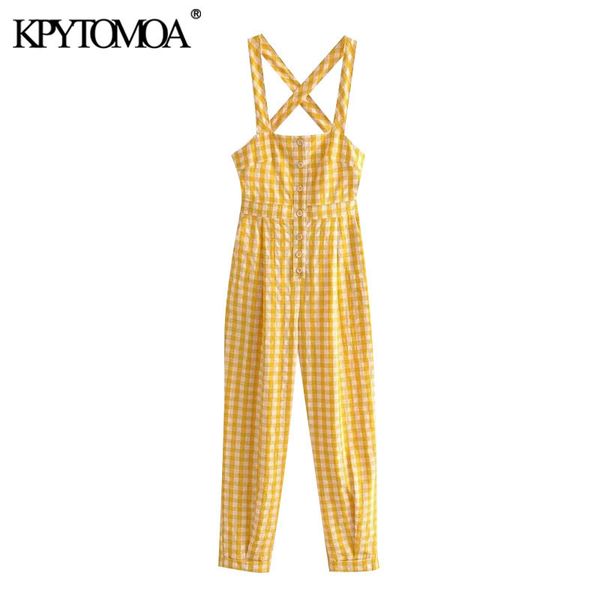 women chic fashion with buttons side pockets check jumpsuits vintage backless wide straps female playsuits mujer 210416, Black;white
women chic fashion with buttons side pockets check jumpsuits vintage backless wide straps female playsuits mujer 210416, Black;white