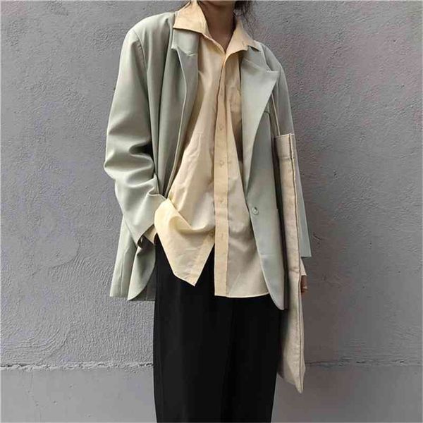women loose streetwear solid minimalist casual all match blazers retro chic office lady fashion vintage 210421, White;black
women loose streetwear solid minimalist casual all match blazers retro chic office lady fashion vintage 210421, White;black
