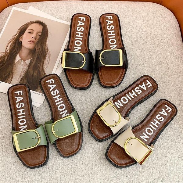 slippers 2021 women summer simple square buckle slipper home wear beach sandals flat for, Black
slippers 2021 women summer simple square buckle slipper home wear beach sandals flat for, Black