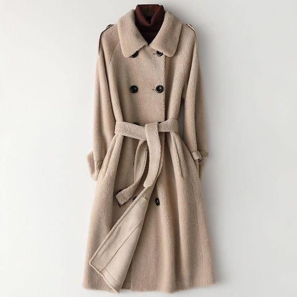 women's fur & faux 2021 women winter solid real wool coat female button genuine sheep shearing outerwear lady elegant loose long parkas, Black
women's fur & faux 2021 women winter solid real wool coat female button genuine sheep shearing outerwear lady elegant loose long parkas, Black