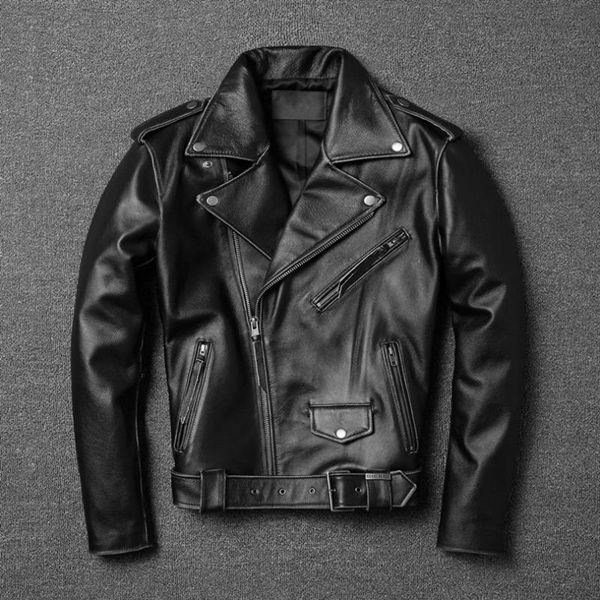men's leather & faux genuine clothes autumn short lapels vintage distressed first layer cowhide casual motorcycle clothing jacket, Black
men's leather & faux genuine clothes autumn short lapels vintage distressed first layer cowhide casual motorcycle clothing jacket, Black
