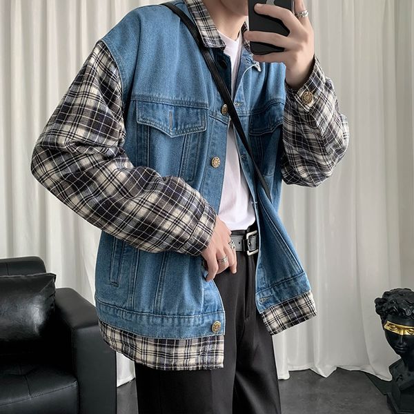 men's jackets falso dois jeans jaquetas casacos retalhos jaqueta de manga xadrez masculina denim streetwear designer m-2xl oversized ou, Black;brown
men's jackets falso dois jeans jaquetas casacos retalhos jaqueta de manga xadrez masculina denim streetwear designer m-2xl oversized ou, Black;brown