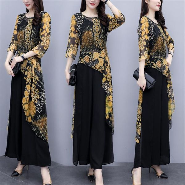 plus size floral casual set womenpant two piece outfits summer chiffon wide leg pants matching sets femme woman suit, White
plus size floral casual set womenpant two piece outfits summer chiffon wide leg pants matching sets femme woman suit, White