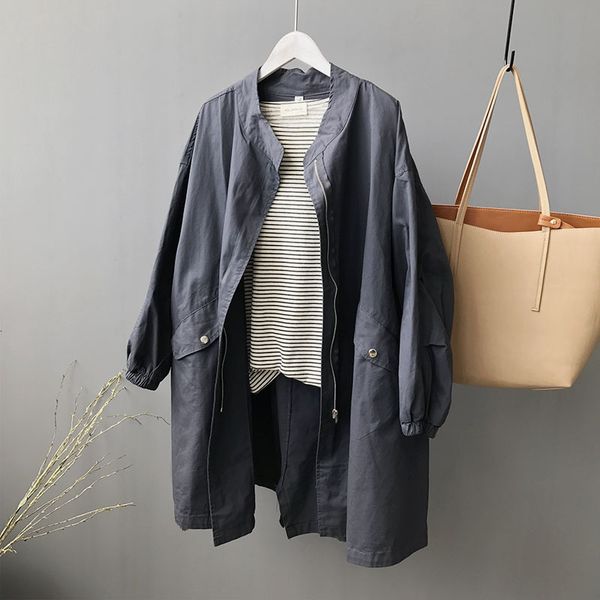 women's wool & blends shengpalae khakis trench women's coat autumn around the loose neck zipper longsleeve female jacket x2pj, Black
women's wool & blends shengpalae khakis trench women's coat autumn around the loose neck zipper longsleeve female jacket x2pj, Black