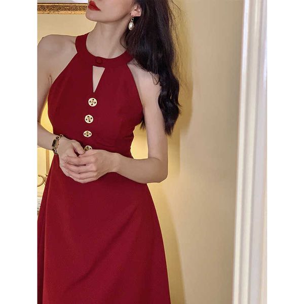 2021 hezhidingliu high-level sense hanging neck sleevels drs women's summer slim temperament skirt, Black;gray
2021 hezhidingliu high-level sense hanging neck sleevels drs women's summer slim temperament skirt, Black;gray
