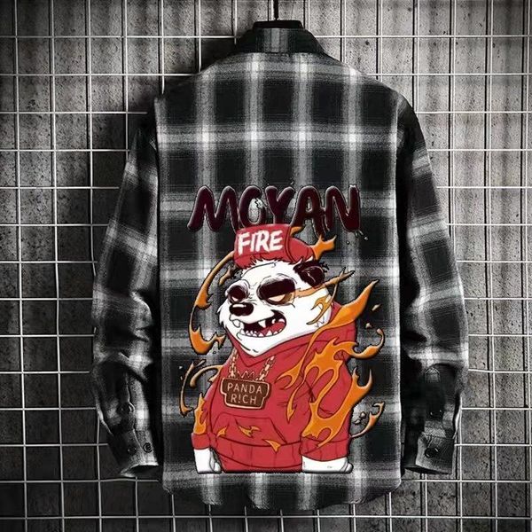 men's casual shirts 2021 japan fashion streetwear printing men clothing trend long sleeve lattice, White;black
men's casual shirts 2021 japan fashion streetwear printing men clothing trend long sleeve lattice, White;black