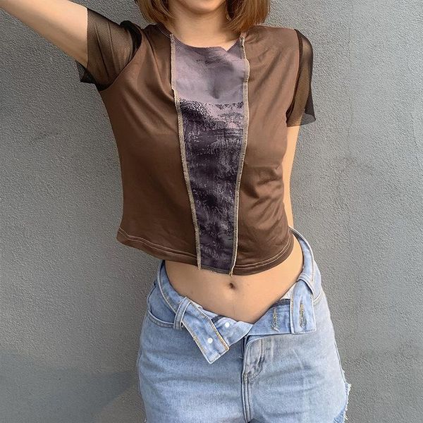 women's t-shirt y2k street slim round neckline navel stitching short sleeves crop 2021 women casual fashion summer, White
women's t-shirt y2k street slim round neckline navel stitching short sleeves crop 2021 women casual fashion summer, White