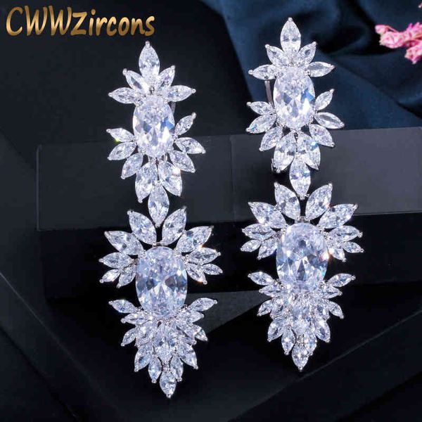 cwwzircons luxurious clear cubic zircon stone setting long wedding drop dangle earrings with marquise shape zirconia cz322, Bronze;silver
cwwzircons luxurious clear cubic zircon stone setting long wedding drop dangle earrings with marquise shape zirconia cz322, Bronze;silver