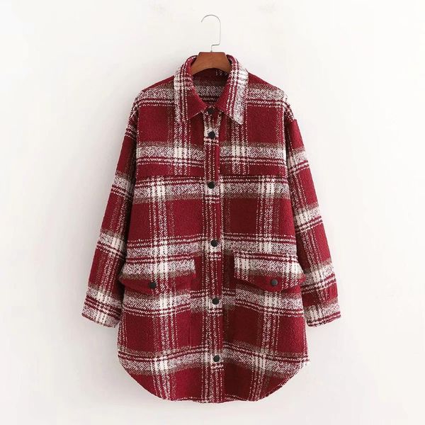 fall winter women jacket plaid full sleeves lapel collar classic style vintage check coat fashion outfits 210420, Black;brown
fall winter women jacket plaid full sleeves lapel collar classic style vintage check coat fashion outfits 210420, Black;brown