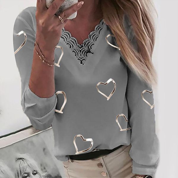 4 hearts printed women blouses v neck lace patchwork long sleeve shirts elegant streetwear shirt blusas para mujer, White
4 hearts printed women blouses v neck lace patchwork long sleeve shirts elegant streetwear shirt blusas para mujer, White
