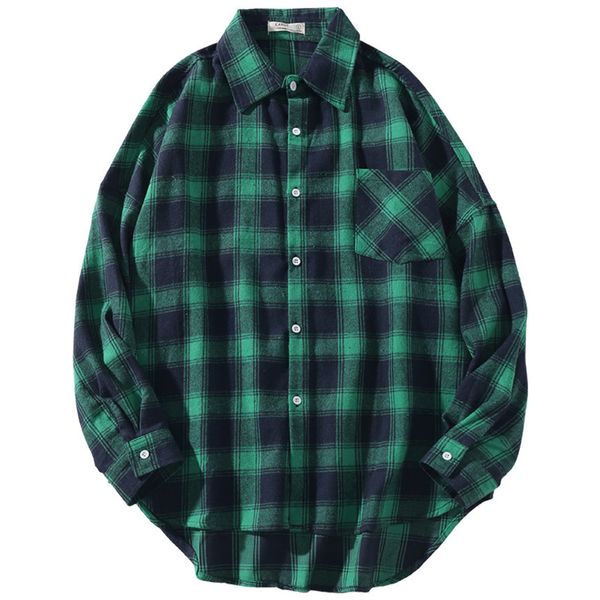 harajuku - men's long sved korean flannel collar shirt, green red plaid, new in the spring and autumn of 2021, White;black
harajuku - men's long sved korean flannel collar shirt, green red plaid, new in the spring and autumn of 2021, White;black