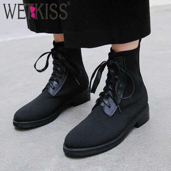 wetkiss motorcycle ankle boots women sock booties thick heels knitting shoes female lace up shoes ladies round toe shoes autumn 210630, Black
wetkiss motorcycle ankle boots women sock booties thick heels knitting shoes female lace up shoes ladies round toe shoes autumn 210630, Black