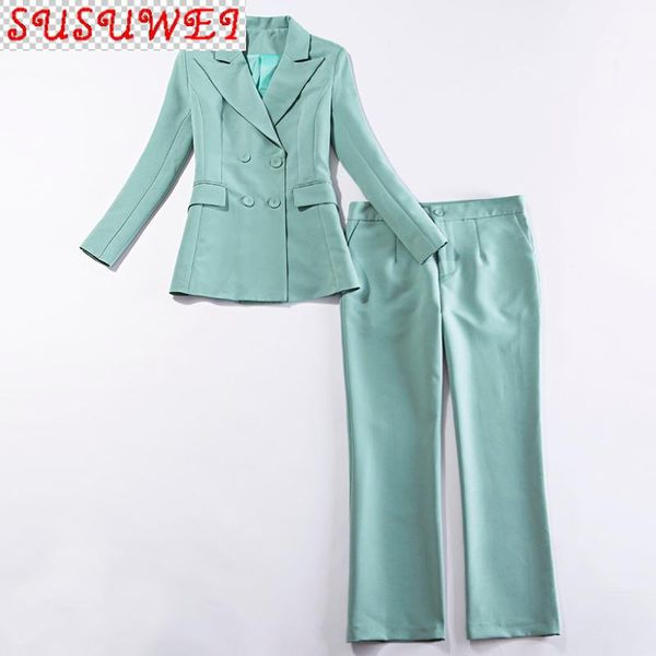 light green suit female korean style autumn and winter high-end professional wear temperament 2-piece women's two piece pants, White
light green suit female korean style autumn and winter high-end professional wear temperament 2-piece women's two piece pants, White
