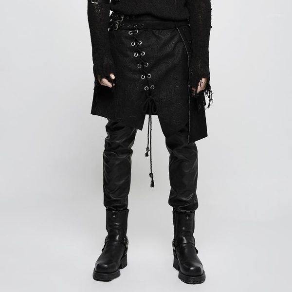 steampunk men's pants skirt personality style irregular bandage slim black shorts, White;black
steampunk men's pants skirt personality style irregular bandage slim black shorts, White;black