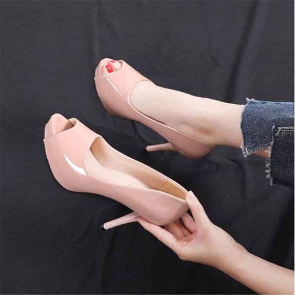 women fashion peep toe patent leather spring office pumps big size 34-39 ladies ultra high heel pumps shoes, Black
women fashion peep toe patent leather spring office pumps big size 34-39 ladies ultra high heel pumps shoes, Black