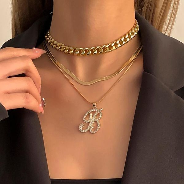pendant necklaces bohemian multilayer bling crystal letter neckalce 2021 punk snake chain on the neck choker necklace collier femme collar, Silver
pendant necklaces bohemian multilayer bling crystal letter neckalce 2021 punk snake chain on the neck choker necklace collier femme collar, Silver
