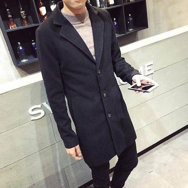 men's wool & blends wepbel fashion trench coat men winter woolen blended collar design long outwear overcoat, Black
men's wool & blends wepbel fashion trench coat men winter woolen blended collar design long outwear overcoat, Black