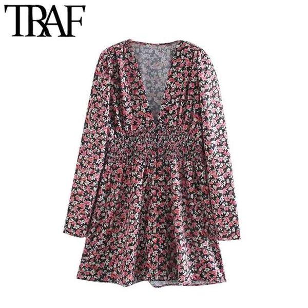 women chic fashion with elastic waist floral print mini dress vintage v neck long sleeve female dresses vestidos 210507, Black;gray
women chic fashion with elastic waist floral print mini dress vintage v neck long sleeve female dresses vestidos 210507, Black;gray