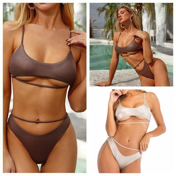 women's swimwear ladies bikini special material swimsuit triangle plain split 2021 girls beach, White;black
women's swimwear ladies bikini special material swimsuit triangle plain split 2021 girls beach, White;black