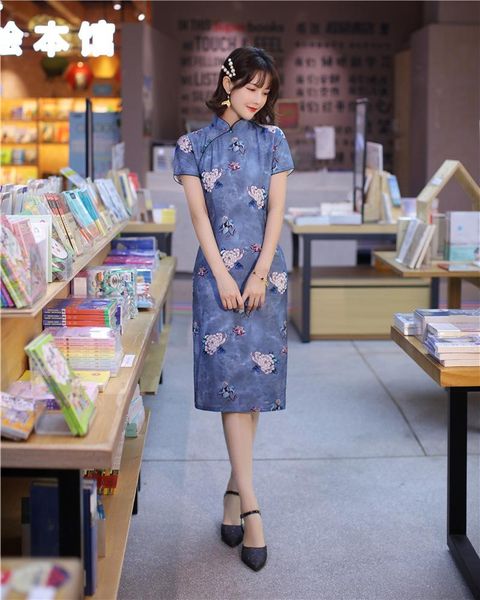 chinese style blue floral print linen cotton cheongsam oriental women elegant high split qipao robe vestido ethnic clothing, Red
chinese style blue floral print linen cotton cheongsam oriental women elegant high split qipao robe vestido ethnic clothing, Red