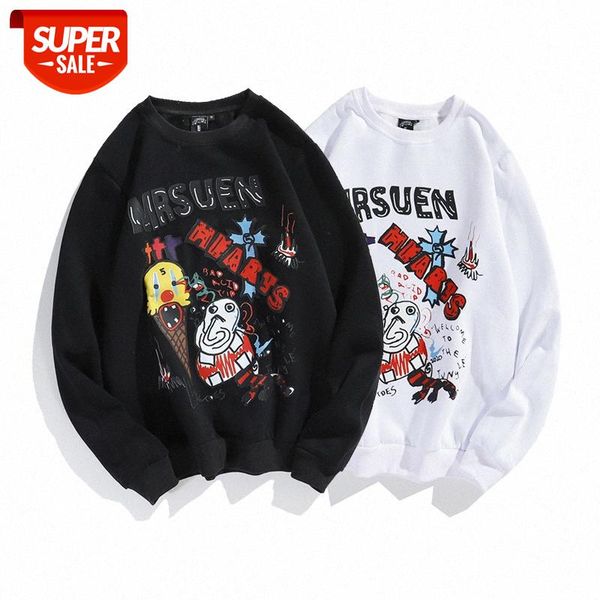 men's autumn and winter tide high street graffiti printing loose round neck casual plus velvet long-sleeved sweater men #se9p, Black
men's autumn and winter tide high street graffiti printing loose round neck casual plus velvet long-sleeved sweater men #se9p, Black