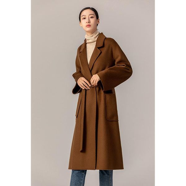 women's wool & blends high fashion ladies double-sided cashmere coat medium long femal's luxury woolen coats d02, Black
women's wool & blends high fashion ladies double-sided cashmere coat medium long femal's luxury woolen coats d02, Black