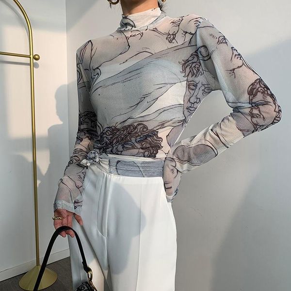women's t-shirt vintage mesh see through thin summer long sleeve t shirt for women chic hig street sun proof ladies bottomning tees, White
women's t-shirt vintage mesh see through thin summer long sleeve t shirt for women chic hig street sun proof ladies bottomning tees, White