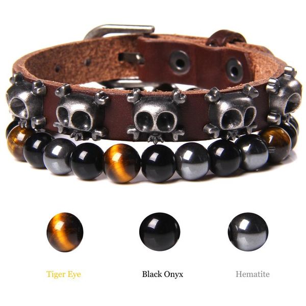 beaded, strands skull leather bracelets for men natural stone tiger eye hematite beaded bracelet&bangle vintage ethnic tribal wristband jewe, Black
beaded, strands skull leather bracelets for men natural stone tiger eye hematite beaded bracelet&bangle vintage ethnic tribal wristband jewe, Black