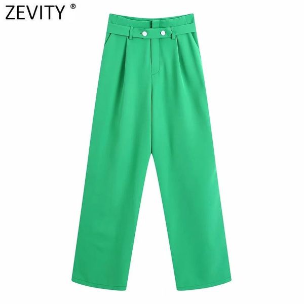 women's pants & capris zevity women elegant button belt design pleats green wide leg female chic zipper pockets long trousers mujer p12, Black;white
women's pants & capris zevity women elegant button belt design pleats green wide leg female chic zipper pockets long trousers mujer p12, Black;white