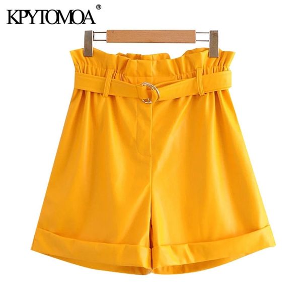 women fashion with belt faux leather bermuda shorts high elastic waist female short pants mujer 210420, White;black
women fashion with belt faux leather bermuda shorts high elastic waist female short pants mujer 210420, White;black