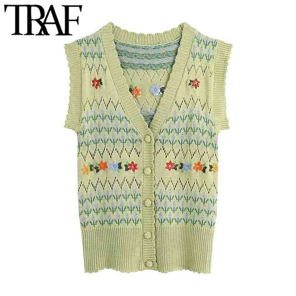 women sweet fashion floral embroidery knitted vest sweater vintage v neck sleeveless female waistcoat chic 210507, White
women sweet fashion floral embroidery knitted vest sweater vintage v neck sleeveless female waistcoat chic 210507, White
