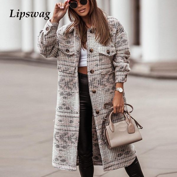 women's wool & blends autumn winter pattern print coat women turn-down collar long outerwear fashion button open stitch jacket car, Black
women's wool & blends autumn winter pattern print coat women turn-down collar long outerwear fashion button open stitch jacket car, Black