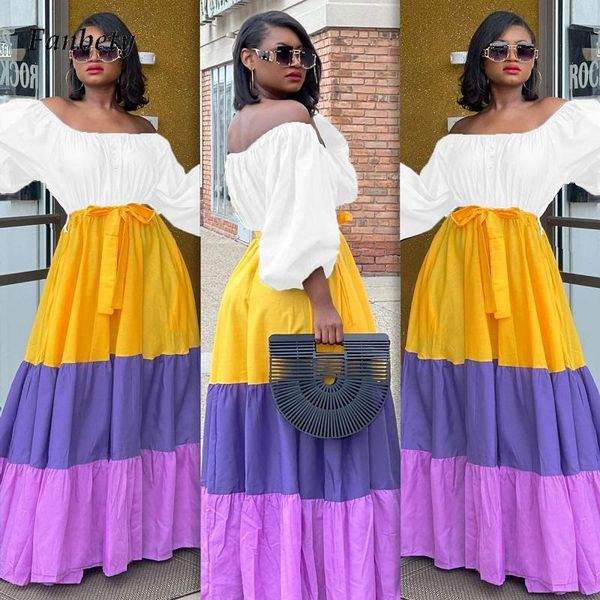 casual dresses elegant colorful print pleated long women off shoulder backless summer dress slash neck lantern sleeve button, Black;gray
casual dresses elegant colorful print pleated long women off shoulder backless summer dress slash neck lantern sleeve button, Black;gray