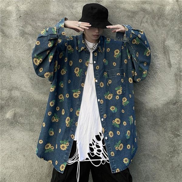 men's casual shirts autumn harajuku japanese fashion streetwear retro old daisy washed loose long-sleeved denim plus size shirt for men, White;black
men's casual shirts autumn harajuku japanese fashion streetwear retro old daisy washed loose long-sleeved denim plus size shirt for men, White;black